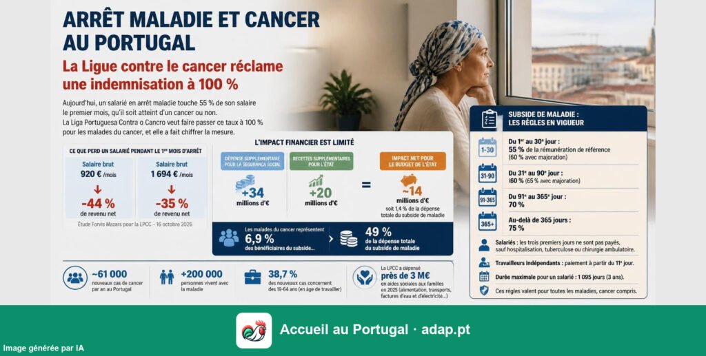 Arrêt maladie et cancer au Portugal : la Ligue contre le cancer réclame une indemnisation à 100 %