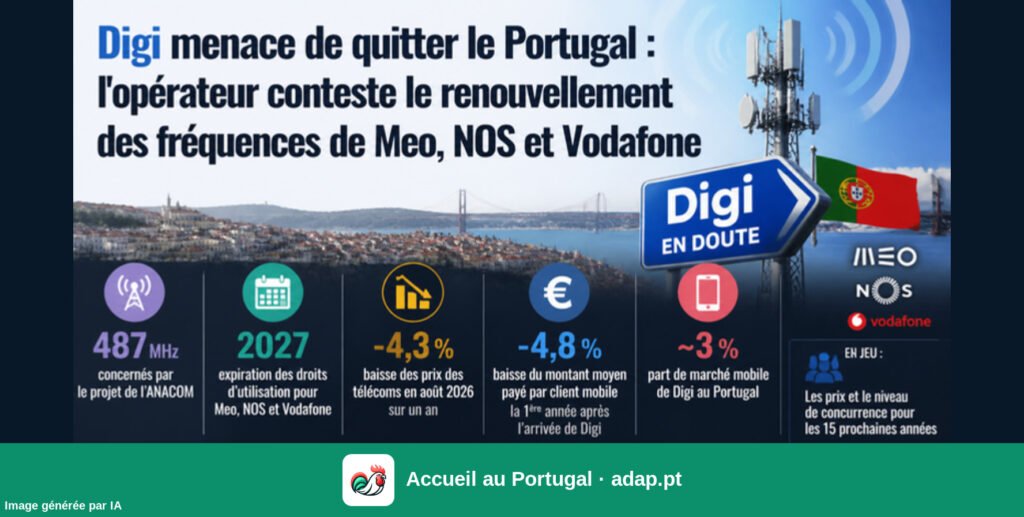 Digi menace de quitter le Portugal : l'opérateur conteste le renouvellement des fréquences de Meo, NOS et Vodafone