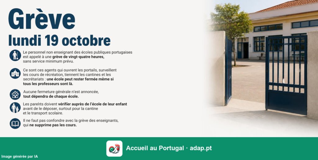 Grève du personnel non enseignant ce lundi 19 octobre : des écoles publiques portugaises pourraient fermer