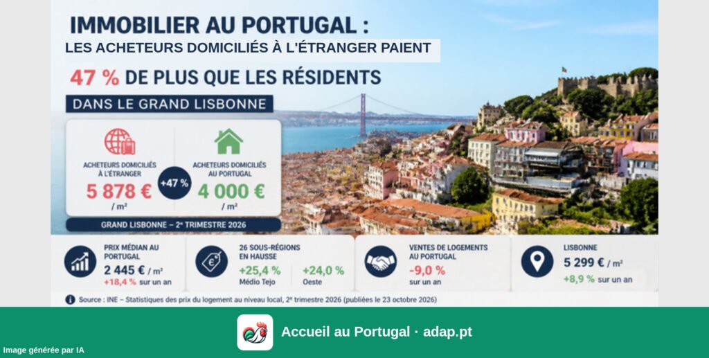 Immobilier au Portugal : les acheteurs domiciliés à l'étranger paient 47 % de plus que les résidents dans le Grand Lisbonne