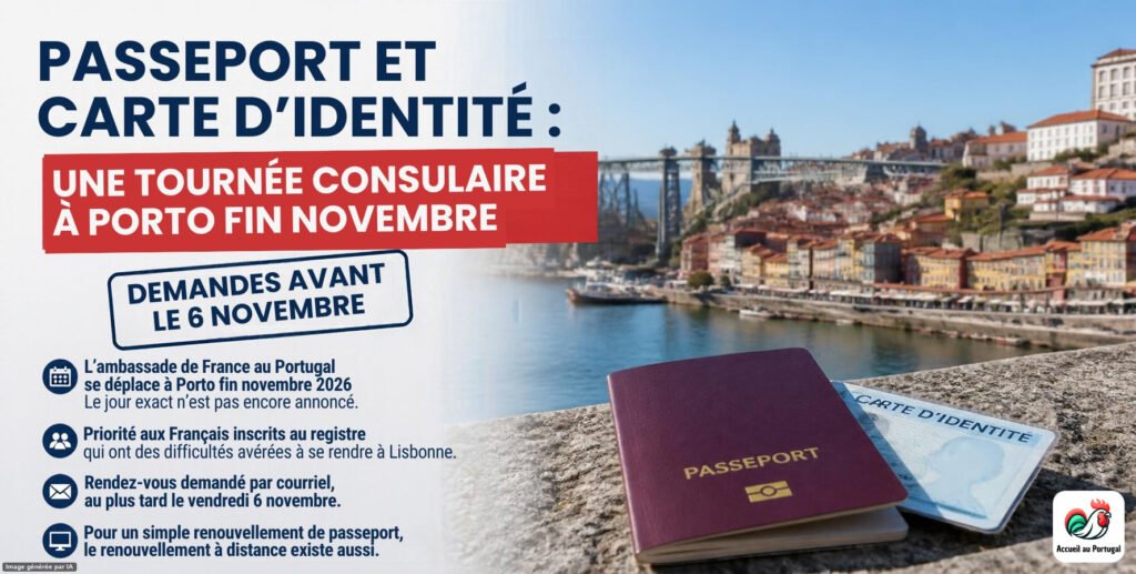 Passeport et carte d'identité : une tournée consulaire à Porto fin novembre, demandes avant le 6 novembre